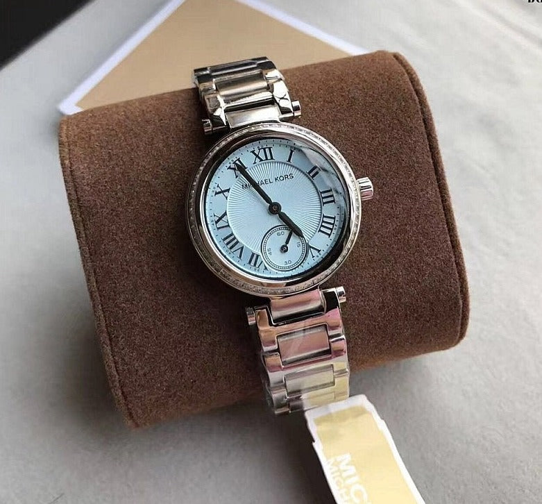  Shop Authentic Michael Kors Skylar Quartz Blue Dial Silver Steel Strap Watch For Women - MK5988 - Luxxuri