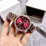  Shop Authentic Michael Kors Parker Chronograph Red Dial Rose Gold Steel Strap Watch For Women - MK6106 - Luxxuri