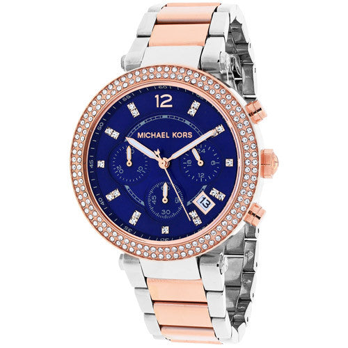  Shop Authentic Michael Kors Parker Blue Dial Two Tone Steel Strap Watch for Women - MK6141 - Luxxuri
