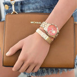  Shop Authentic Michael Kors Runway Chronograph Orange Dial Gold Steep Strap Watch For Women - MK6162 - Luxxuri