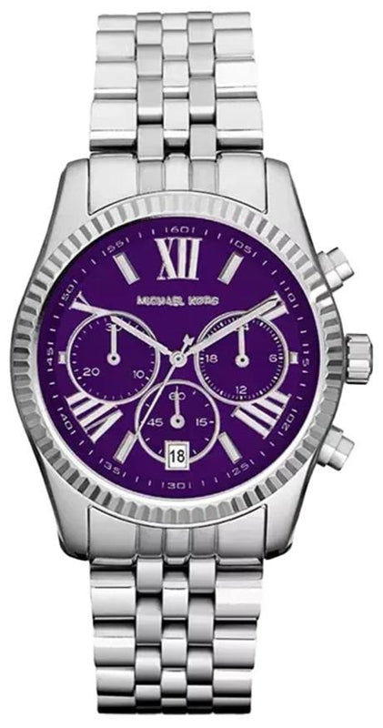  Shop Authentic Michael Kors Lexington Chronograph Purple Dial Silver Steel Strap Watch For Women - MK6223 - Luxxuri