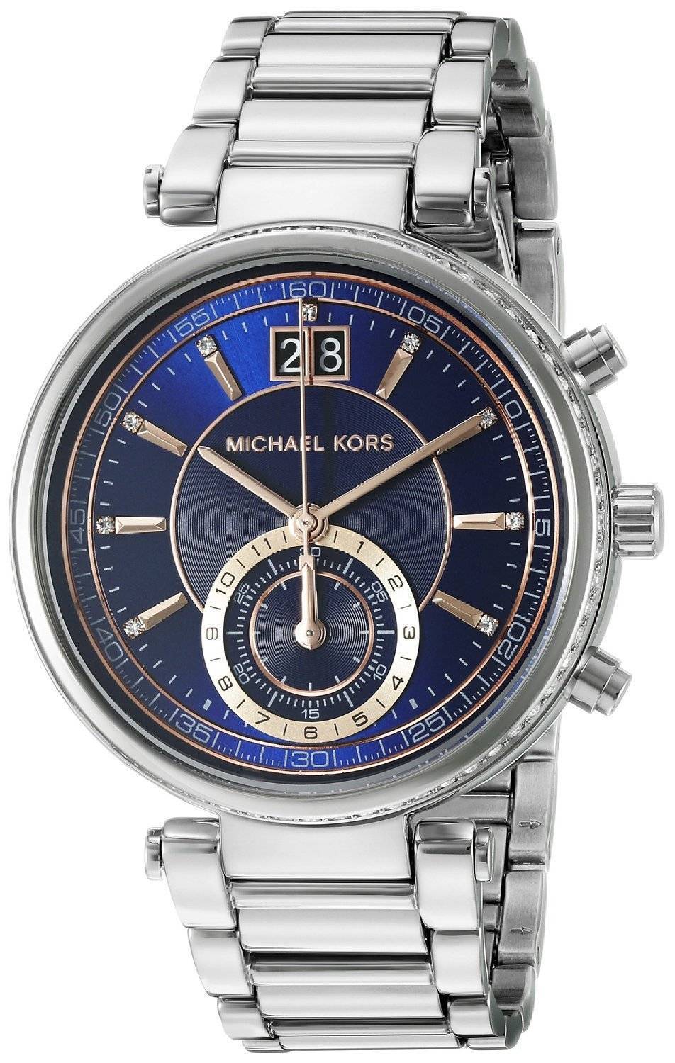  Shop Authentic Michael Kors Sawyer Navy Blue Dial Silver Steel Strap Watch for Women - MK6224 - Luxxuri