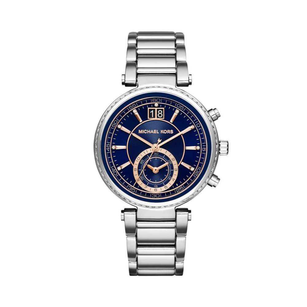  Shop Authentic Michael Kors Sawyer Navy Blue Dial Silver Steel Strap Watch for Women - MK6224 - Luxxuri