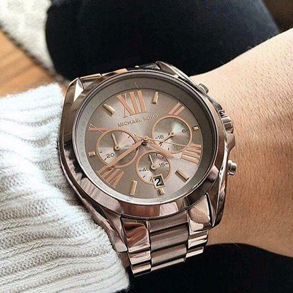  Shop Authentic Michael Kors Bradshaw Chronograph Brown Dial Brown Steel Strap Watch For Women - MK6247 - Luxxuri