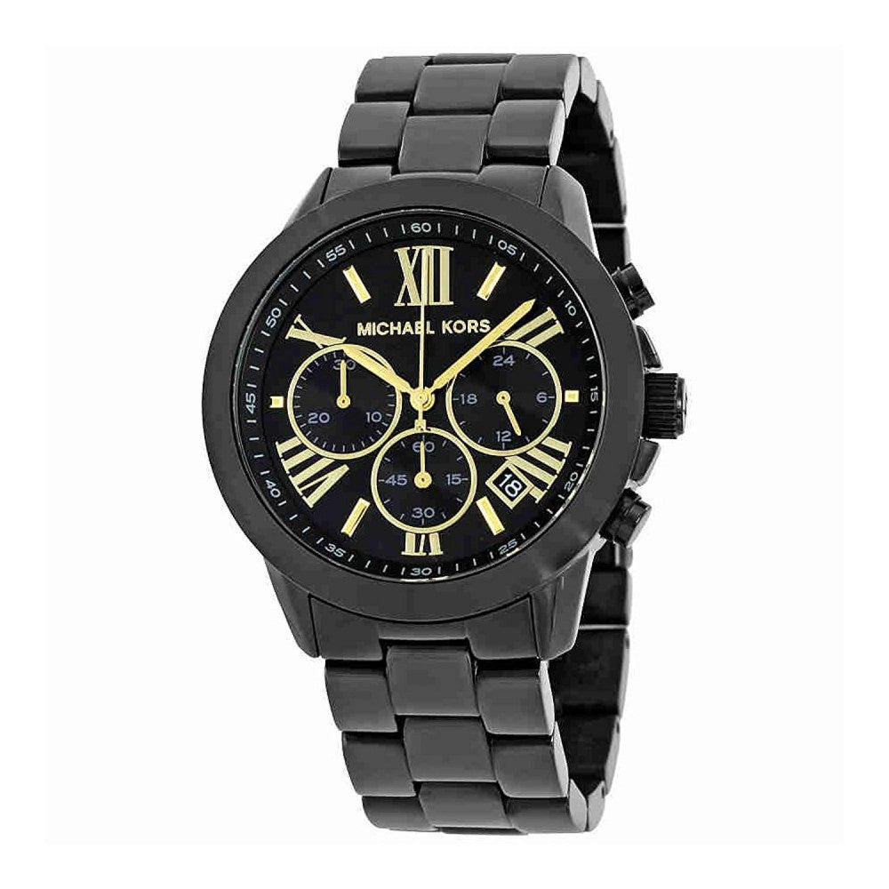 Michael Kors Bradshaw Chronograph Black Dial Black Steel Strap Watch For Women - MK6303