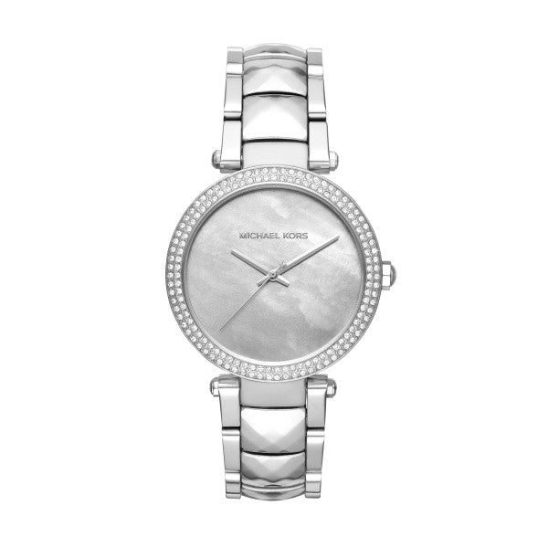  Shop Authentic Michael Kors Parker Mother of Pearl Silver Steel Strap Watch for Women - MK6424 - Luxxuri