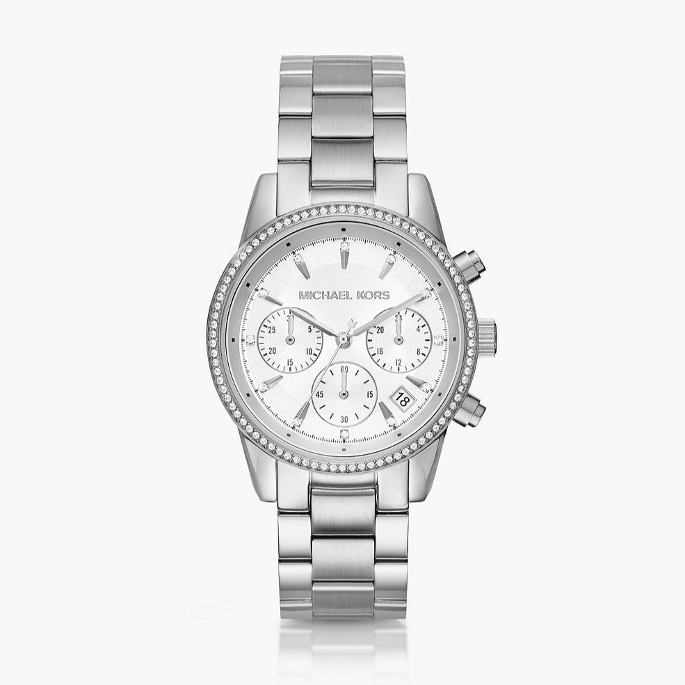  Shop Authentic Michael Kors Ritz Silver Dial Silver Steel Strap Watch for Women - MK6428 - Luxxuri