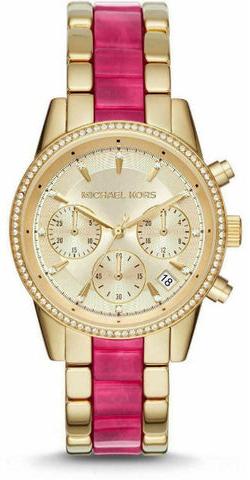  Shop Authentic Michael Kors Ritz Chronograph Gold Dial Two Tone Steel Strap Watch For Women - MK6517 - Luxxuri