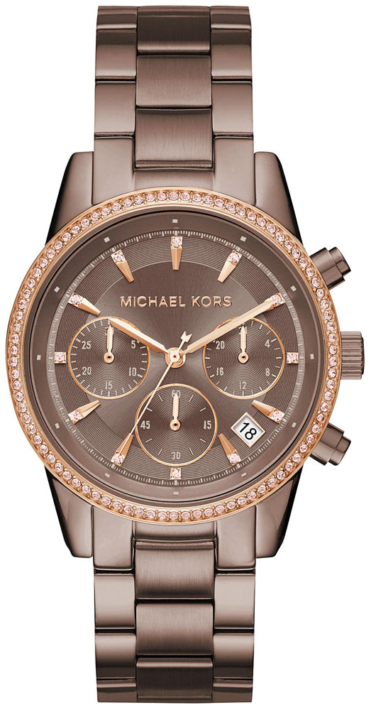  Shop Authentic Michael Kors Ritz Chronograph Brown Dial Brown Steel Strap Watch For Women - MK6529 - Luxxuri