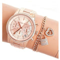  Shop Authentic Michael Kors Ritz Chronograph Rose Gold Dial Rose Gold Steel Strap Watch For Women - MK6598 - Luxxuri
