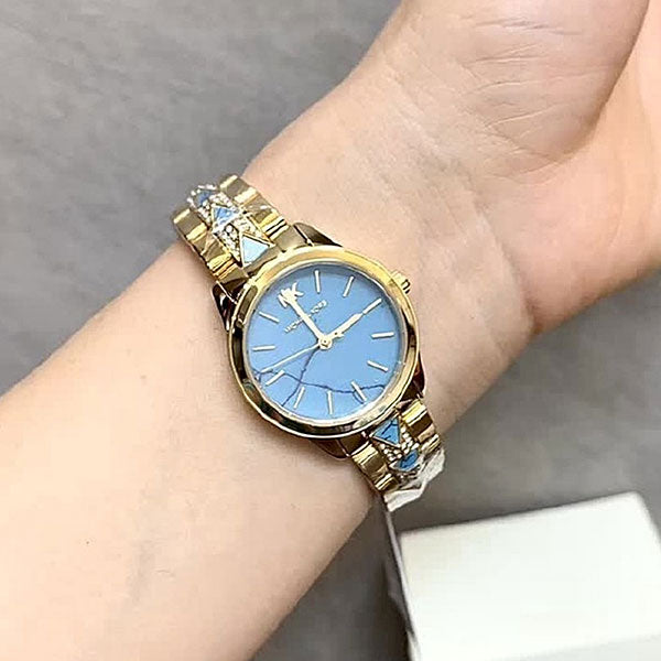  Shop Authentic Michael Kors Petite Runway Mercer Blue Dial Gold Steel Strap Watch For Women - MK6673 - Luxxuri