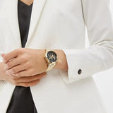  Shop Authentic Michael Kors Runway Quartz Black Dial Gold Steel Strap Watch For Women - MK6682 - Luxxuri
