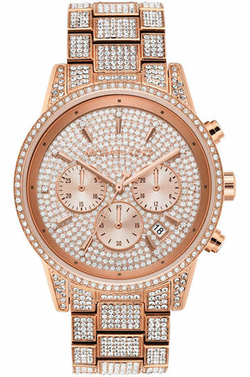  Shop Authentic Michael Kors Ritz Three-Hand Glitz Rose Gold Dial Rose Gold Steel Strap Watch for Women - MK6748 - Luxxuri