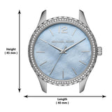  Shop Authentic Michael Kors Layton Chronograph Mother of Pearl Blue Dial Silver Steel Strap Watch For Women - MK6847 - Luxxuri