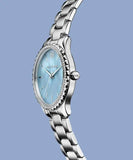  Shop Authentic Michael Kors Layton Chronograph Mother of Pearl Blue Dial Silver Steel Strap Watch For Women - MK6847 - Luxxuri