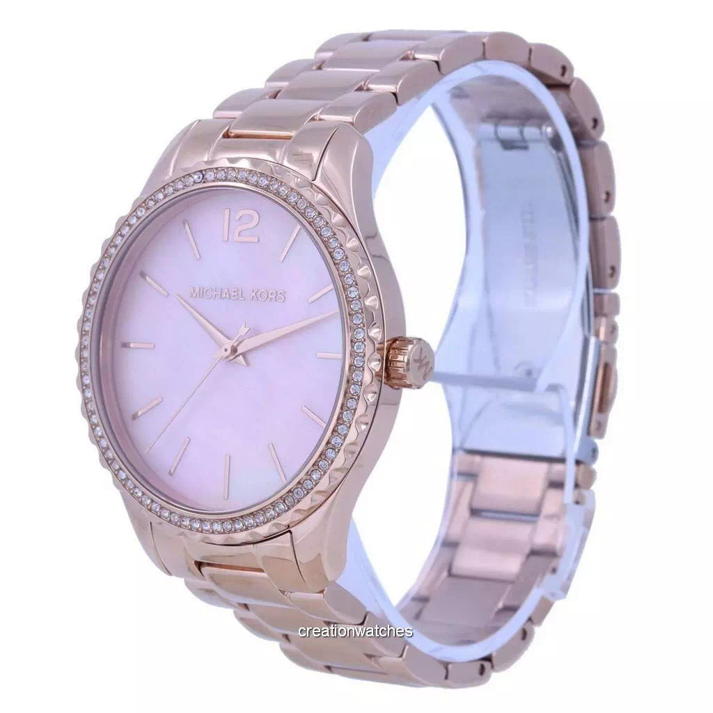  Shop Authentic Michael Kors Layton Three Hand Pink Dial Rose Gold Steel Strap Watch For Women - MK6848 - Luxxuri