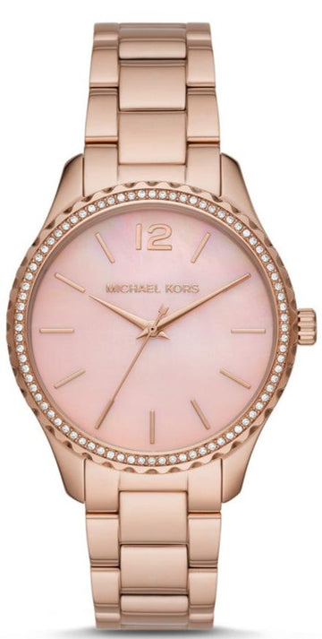  Shop Authentic Michael Kors Layton Three Hand Pink Dial Rose Gold Steel Strap Watch For Women - MK6848 - Luxxuri