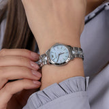  Shop Authentic Michael Kors Runway Mercer Quartz Mother of Pearl Blue Dial Silver Steel Strap Watch For Women - MK6857 - Luxxuri