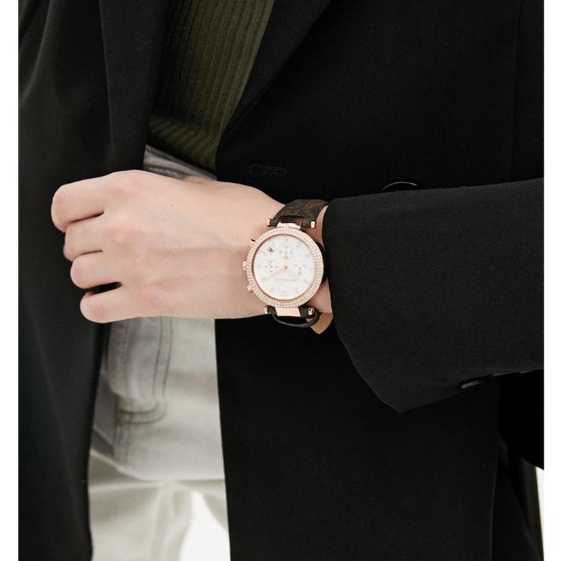  Shop Authentic Michael Kors Parker Chronograph White Dial Brown Leather Strap Watch For Women - MK6917 - Luxxuri