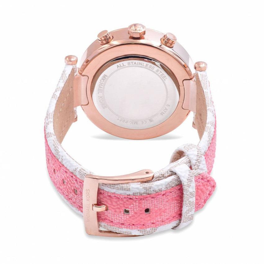  Shop Authentic Michael Kors Parker Chronograph White Dial Two Tone Leather Strap Watch For Women - MK6951 - Luxxuri