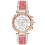  Shop Authentic Michael Kors Parker Chronograph White Dial Two Tone Leather Strap Watch For Women - MK6951 - Luxxuri
