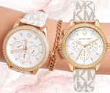  Shop Authentic Michael Kors Tibby Multifunction Silver Dial White Leather Strap Watch For Women - MK6967 - Luxxuri
