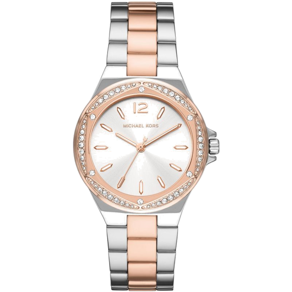  Shop Authentic Michael Kors Lennox Three Hand Quartz Silver Dial Two Tone Steel Strap Watch For Women - MK6989 - Luxxuri