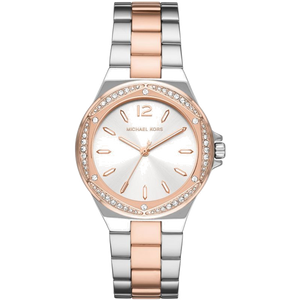  Shop Authentic Michael Kors Lennox Three Hand Quartz Silver Dial Two Tone Steel Strap Watch For Women - MK6989 - Luxxuri
