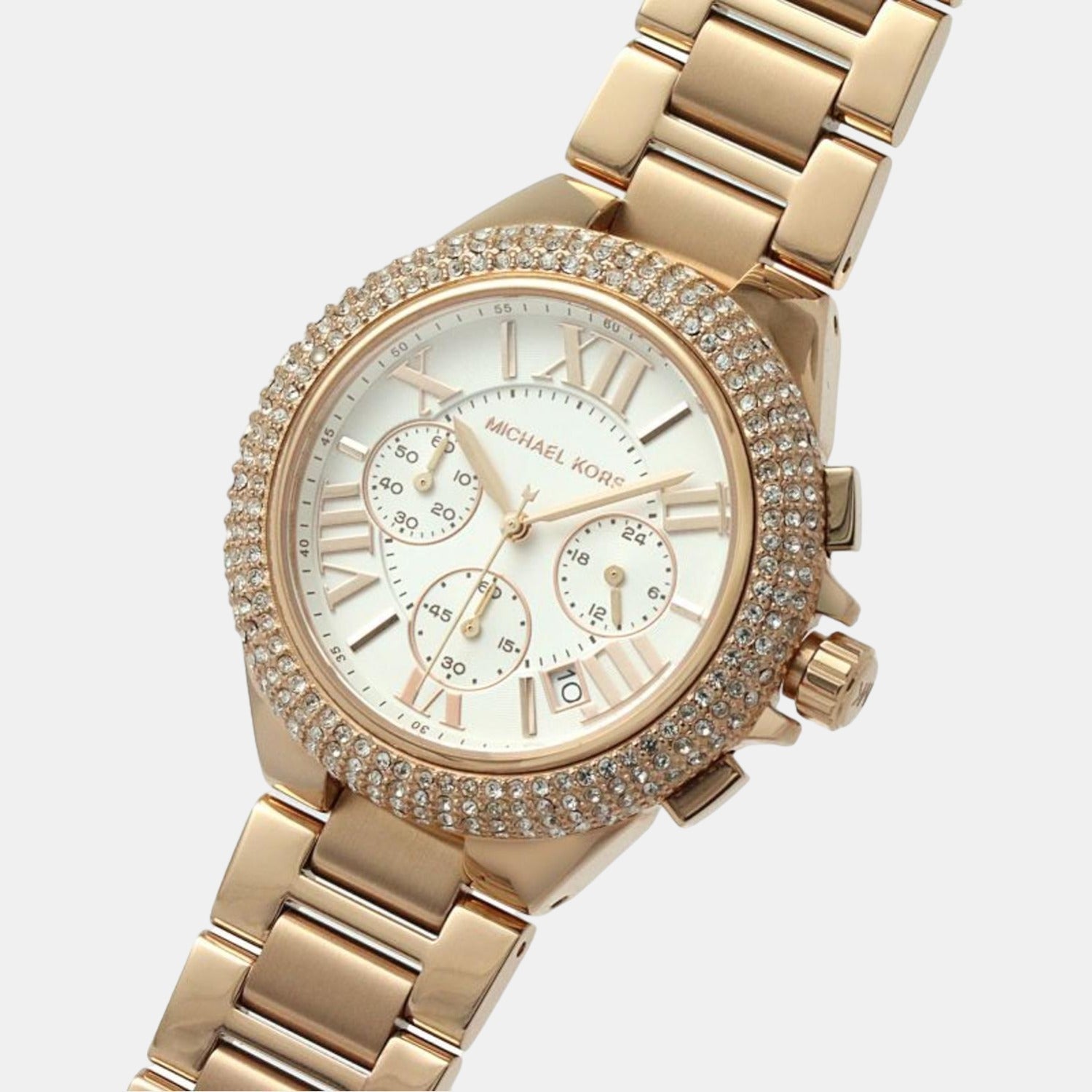 Michael Kors Camille Chronograph White Dial Rose Gold Steel Strap Watch For Women - MK6995