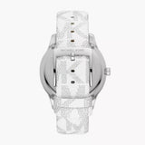  Shop Authentic Michael Kors Runway Three Hand White Dial White Leather Strap Watch For Women - MK6998 - Luxxuri