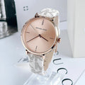  Shop Authentic Michael Kors Jayne Three Hand Rose Gold Dial White Leather Strap Watch For Women - MK7128 - Luxxuri
