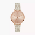  Shop Authentic Michael Kors Jayne Three Hand Rose Gold Dial White Leather Strap Watch For Women - MK7128 - Luxxuri