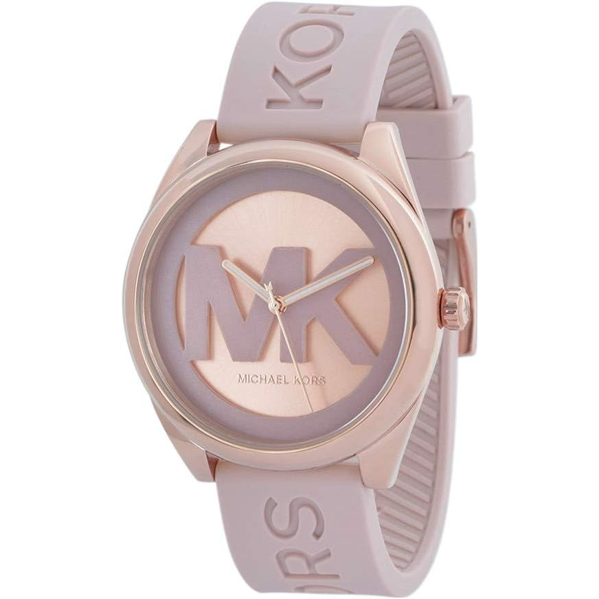  Shop Authentic Michael Kors Janelle Three Hand Rose Gold Dial Pink Rubber Strap Watch For Women - MK7139 - Luxxuri