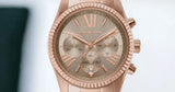  Shop Authentic Michael Kors Lexington Chronograph Grey Dial Rose Gold Steel Strap Watch For Women - MK7217 - Luxxuri
