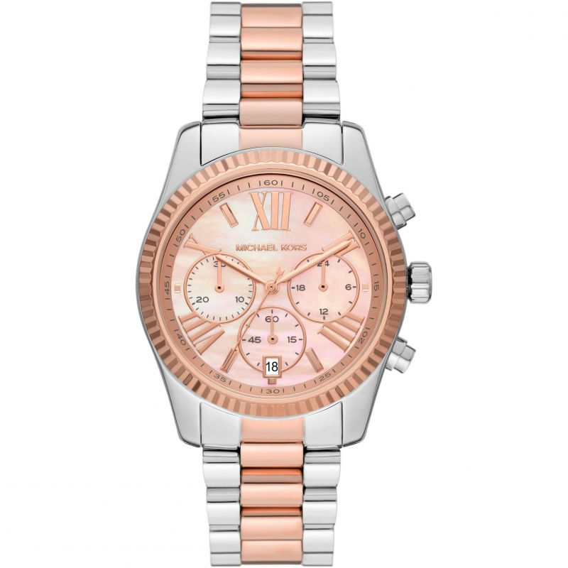  Shop Authentic Michael Kors Lexington Chronograph Rose Gold Dial Two Tone Steel Strap Watch For Women - MK7219 - Luxxuri