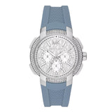  Shop Authentic Michael Kors Sidney Multifunction Crystals Silver Dial Blue Rubber Strap Watch for Women - MK7220 - Luxxuri