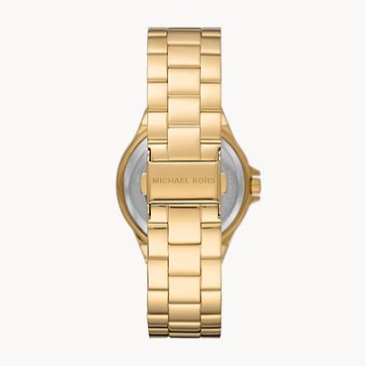  Shop Authentic Michael Kors Lennox Three Hand Gold Dial Gold Steel Strap Watch For Women - MK7229 - Luxxuri