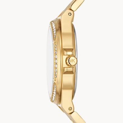  Shop Authentic Michael Kors Lennox Three Hand Gold Dial Gold Steel Strap Watch For Women - MK7229 - Luxxuri