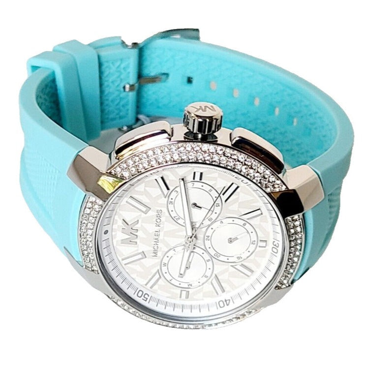 Shop Authentic Michael Kors Sidney Multifunction Analog White Dial Turquoise Silicone Strap Watch For Women - MK7246 - Luxxuri
