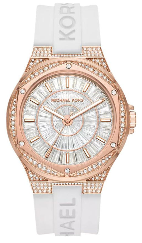  Shop Authentic Michael Kors Lennox Three-Hand Crystals Dial White Silicone Strap Watch For Women - MK7248 - Luxxuri
