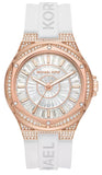  Shop Authentic Michael Kors Lennox Three-Hand Crystals Dial White Silicone Strap Watch For Women - MK7248 - Luxxuri