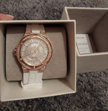  Shop Authentic Michael Kors Lennox Three-Hand Crystals Dial White Silicone Strap Watch For Women - MK7248 - Luxxuri