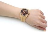  Shop Authentic Michael Kors Lexington Chronograph Brown Dial Gold Steel Strap Watch For Women - MK7276 - Luxxuri