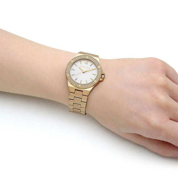  Shop Authentic Michael Kors Lennox Three-Hand Silver Dial Gold Steel Strap Watch For Women - MK7278 - Luxxuri