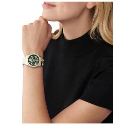  Shop Authentic Michael Kors Lexington Chronograph Green Dial Two Tone Steel Strap Watch For Women - MK7303 - Luxxuri