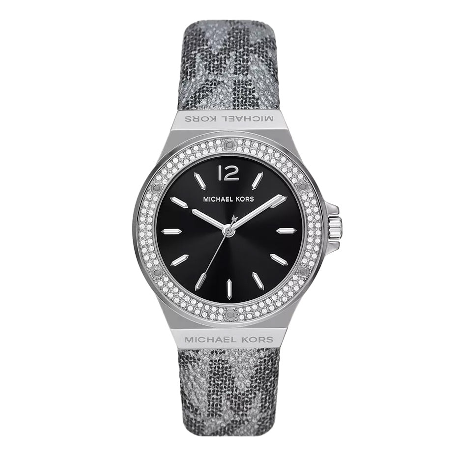  Shop Authentic Michael Kors Lennox Quartz Black Dial Grey Leather Strap Watch For Women - MK7309 - Luxxuri