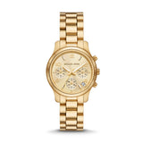  Shop Authentic Michael Kors Runway Chronograph Gold Dial Gold Steel Strap Watch For Women - MK7326 - Luxxuri