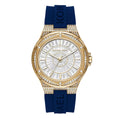 Michael Kors Lennox Three Hand Crystals Silver Dial Black Silicone Strap Watch For Women - MK7247