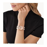  Shop Authentic Michael Kors Runway Analog Crystals Rose Gold Dial Two Tone Steel Strap Watch for Women - MK7355 - Luxxuri