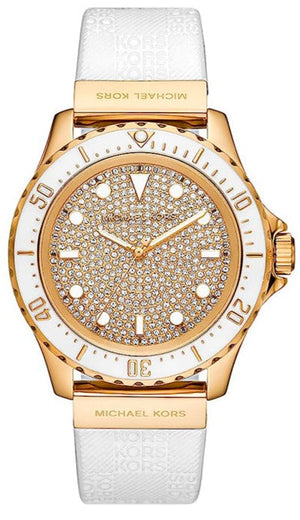  Shop Authentic Michael Kors Everest Analog Gold Dial White Silicone Strap Watch For Women - MK7357 - Luxxuri